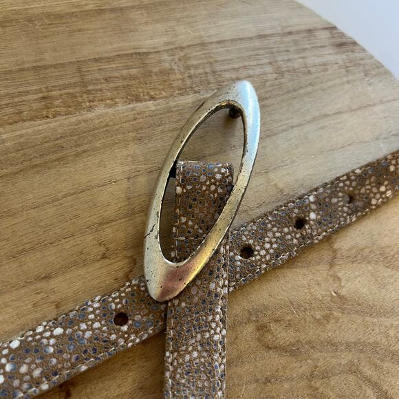 Cofi Made in Mexico Genuine Leather Oval Silver Buckle Belt Size 34 / Medium main image 4